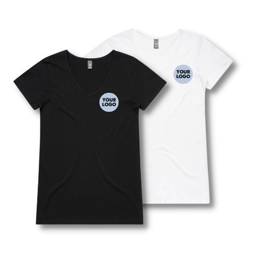 WOMENS Logo Printed | V Neck Tee - Full Colour Logo
